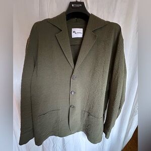 Olive Green Lightweight Textured Shirt Jacket